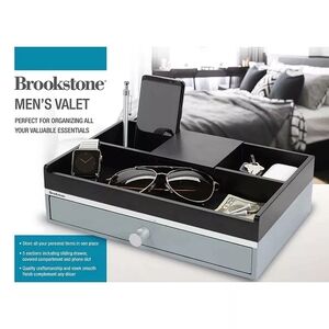 Brookstone Men’s Valet Organizer - Black and Silver